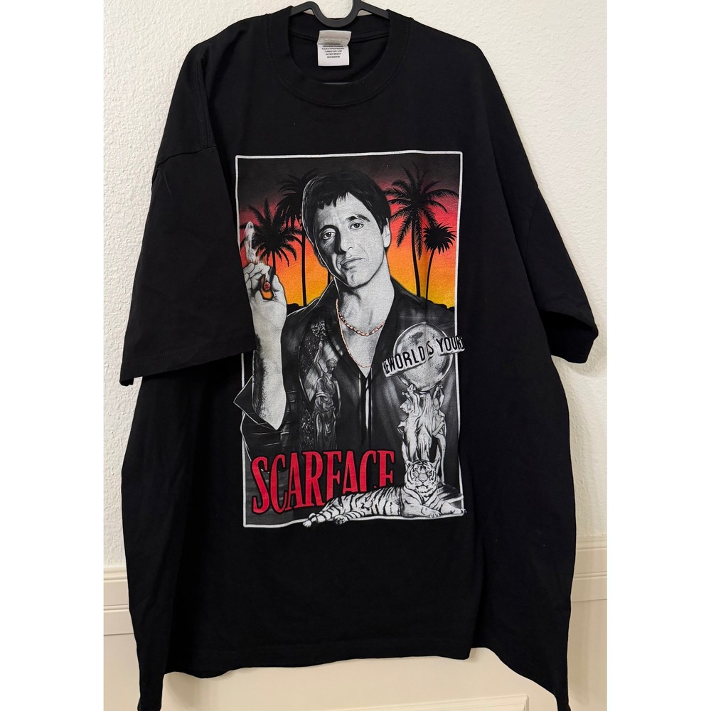 Scarface Tony Montana Graphic T-Shirt Pro Team Black 3XL Heavy Weight Cotton